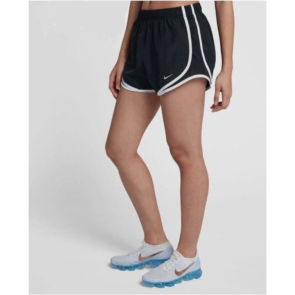 Nike Womens Running Shorts XL Black  White Trim Dri-Fit Workout Tempo Lined Hype